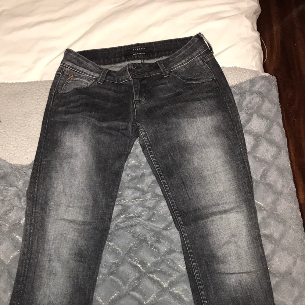 Distressed grey low rise Hudson jeans
